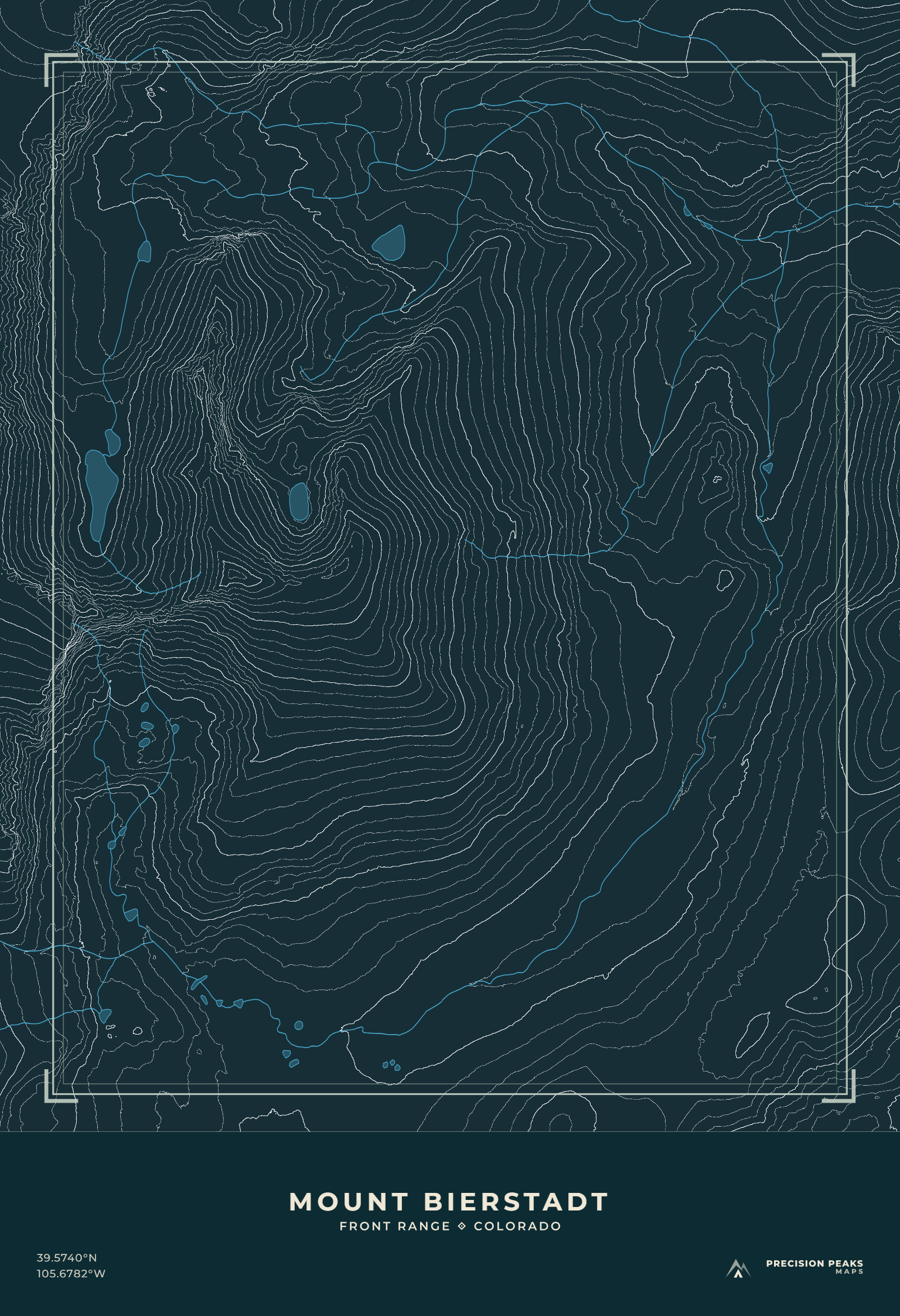 Mount Bierstadt topographic print in the Night Traverse color style