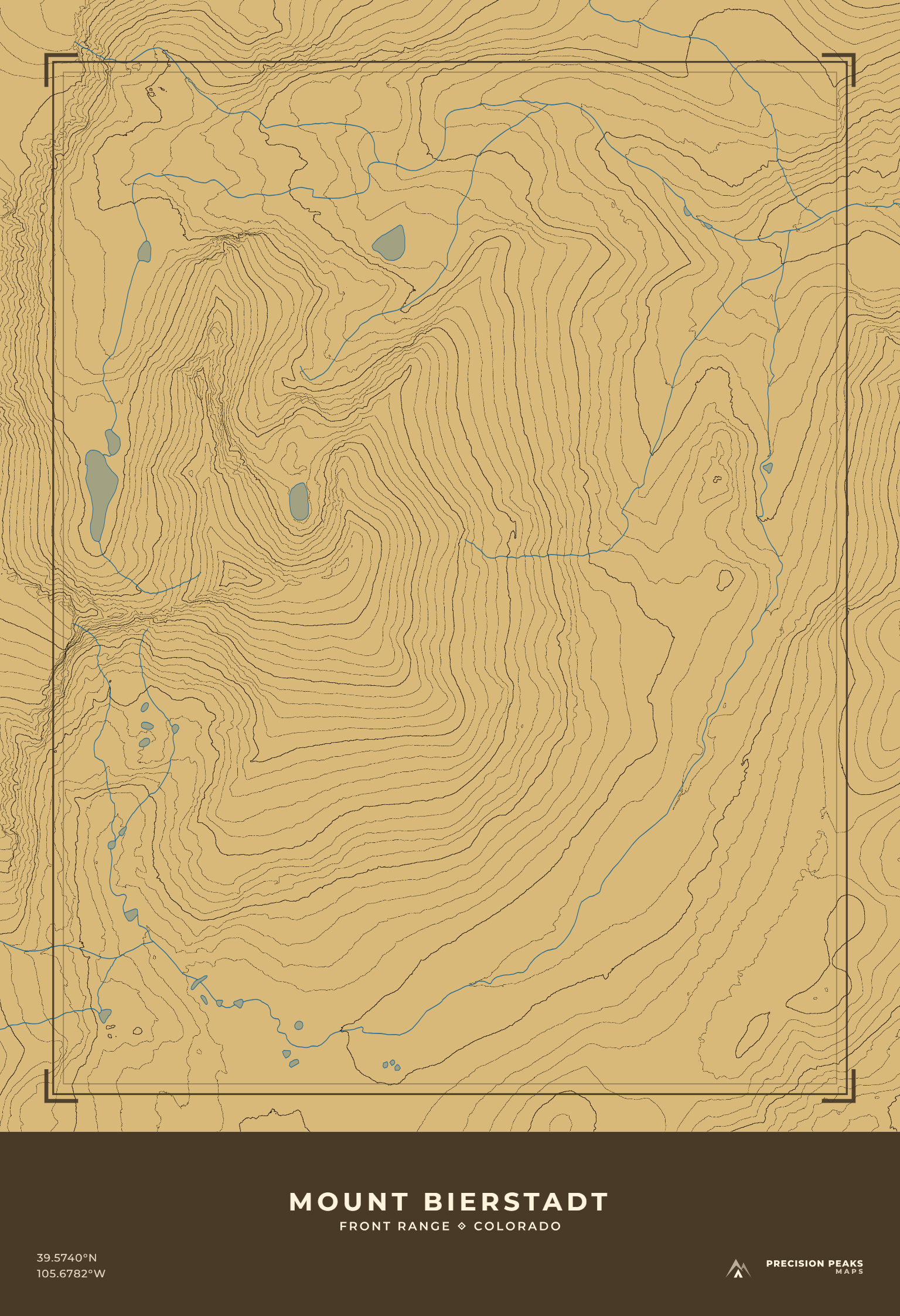 Mount Bierstadt topographic print in the Bristlecone color style