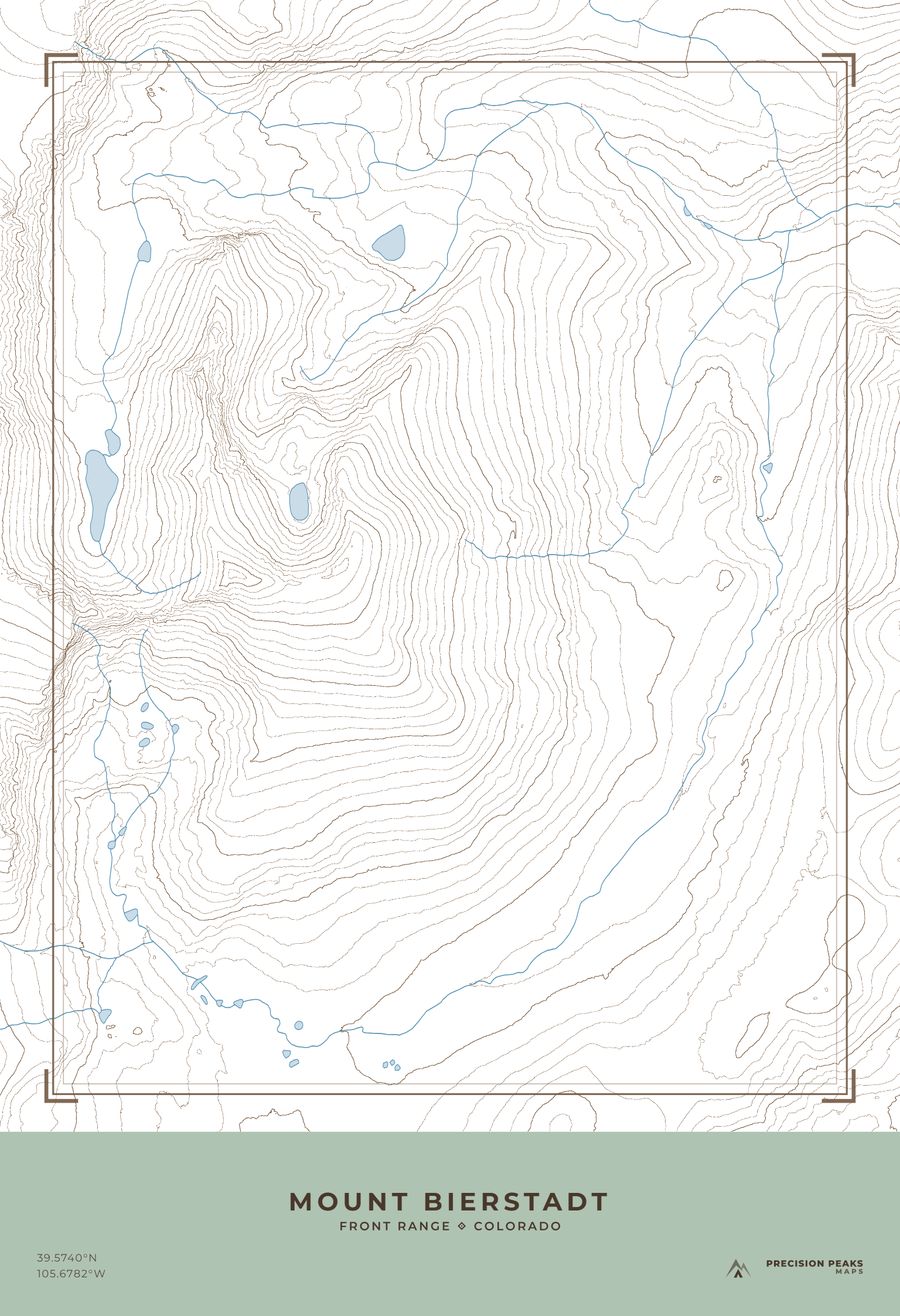 Mount Bierstadt topographic print in the Ranger Quadrangle color style