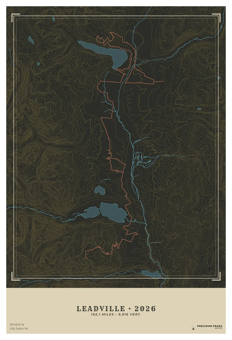 Personalized Leadville 2026 topographic print with a trail and custom title