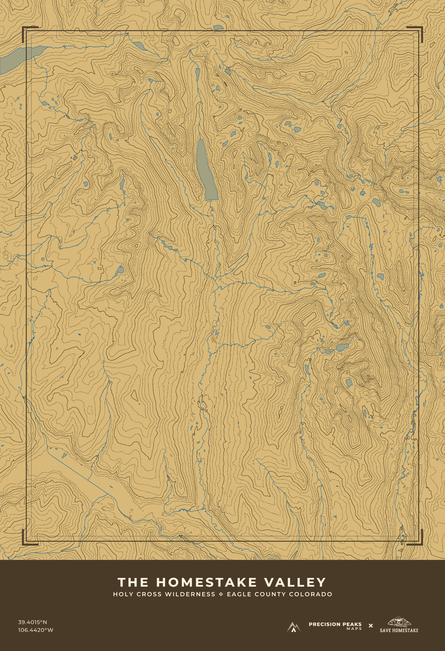 Homestake Valley topographic print in the Bristlecone color style