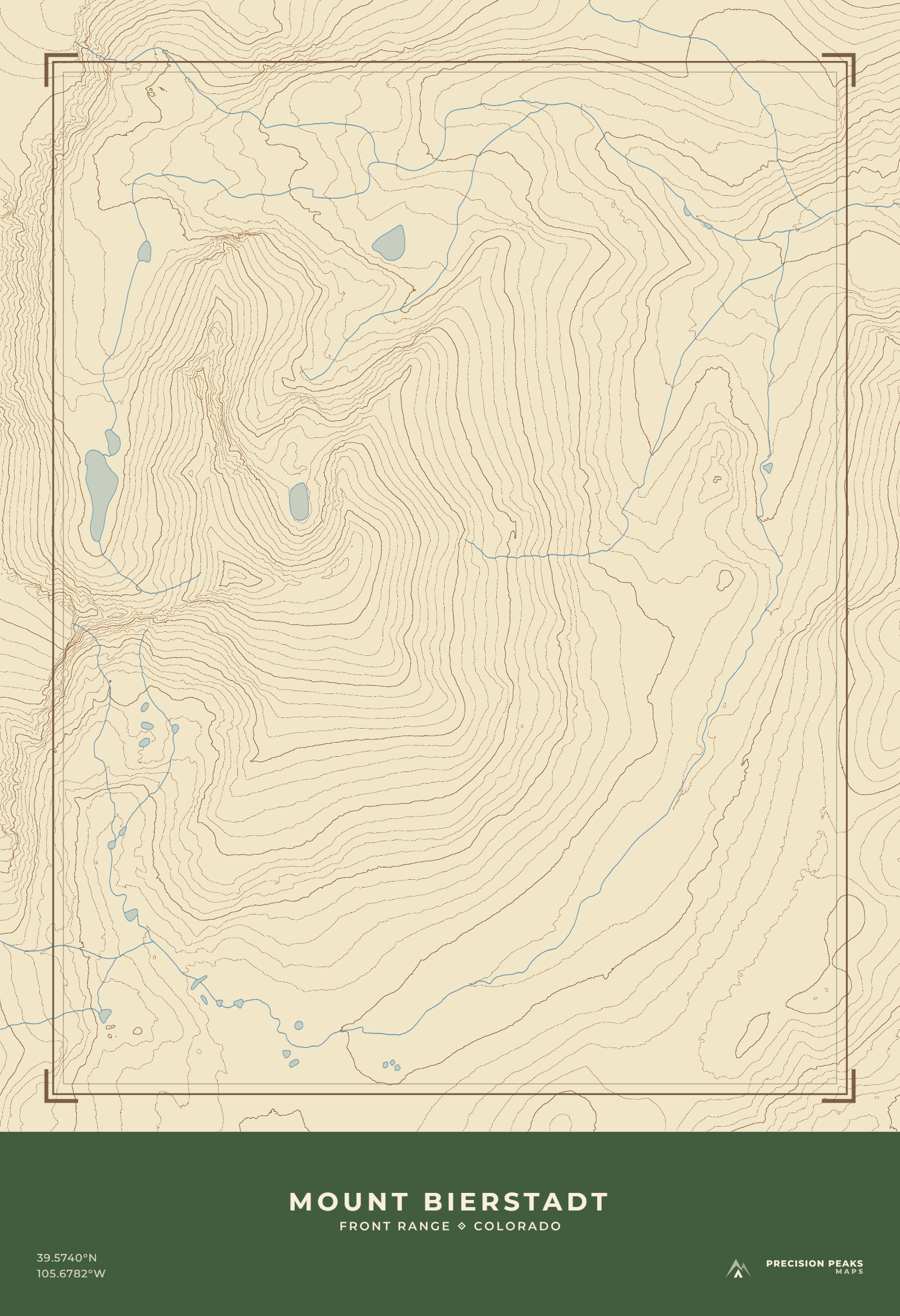 Mount Bierstadt topographic print in the USGS Heritage color style