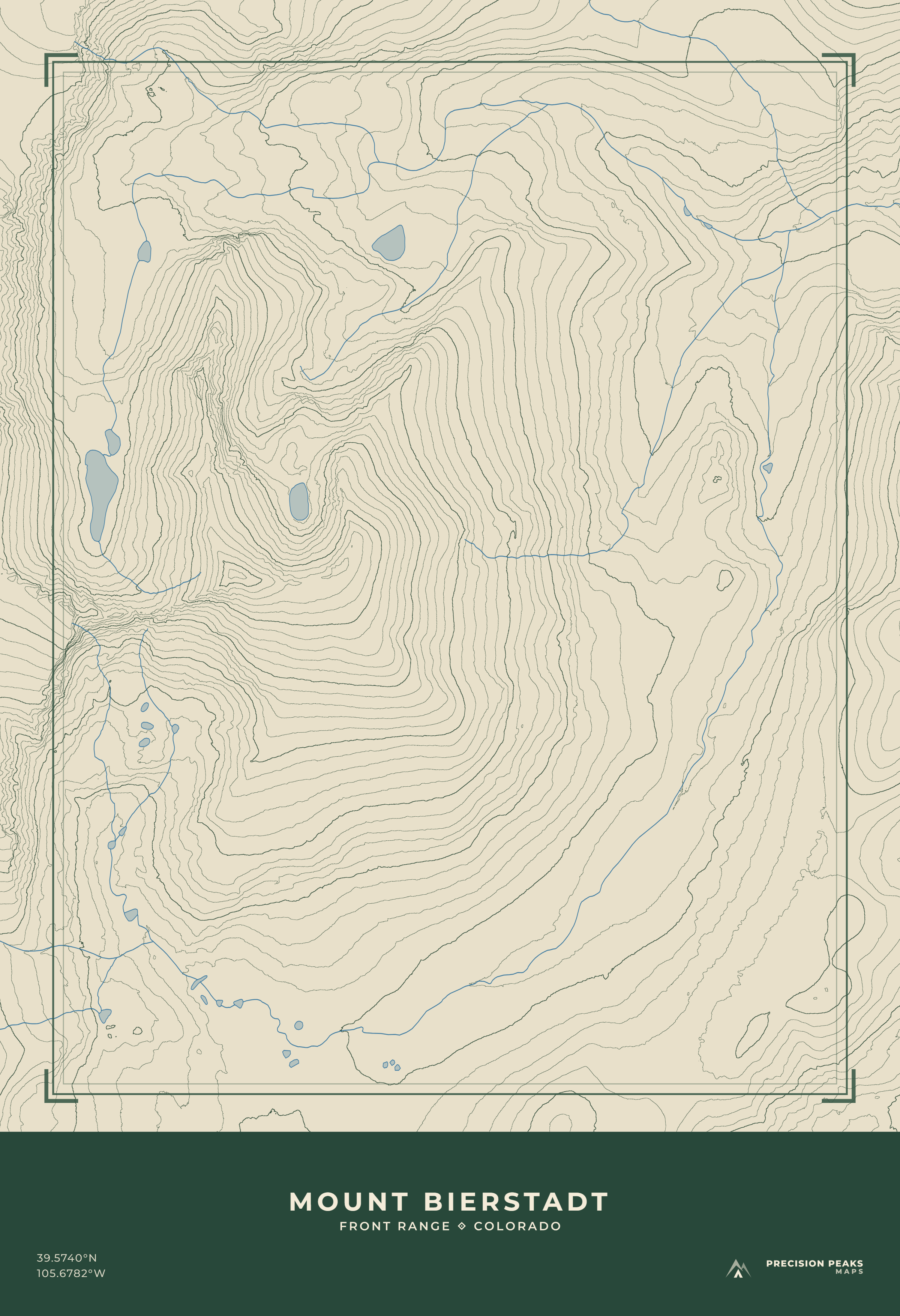 Mount Bierstadt topographic print in the Survey Cream color style
