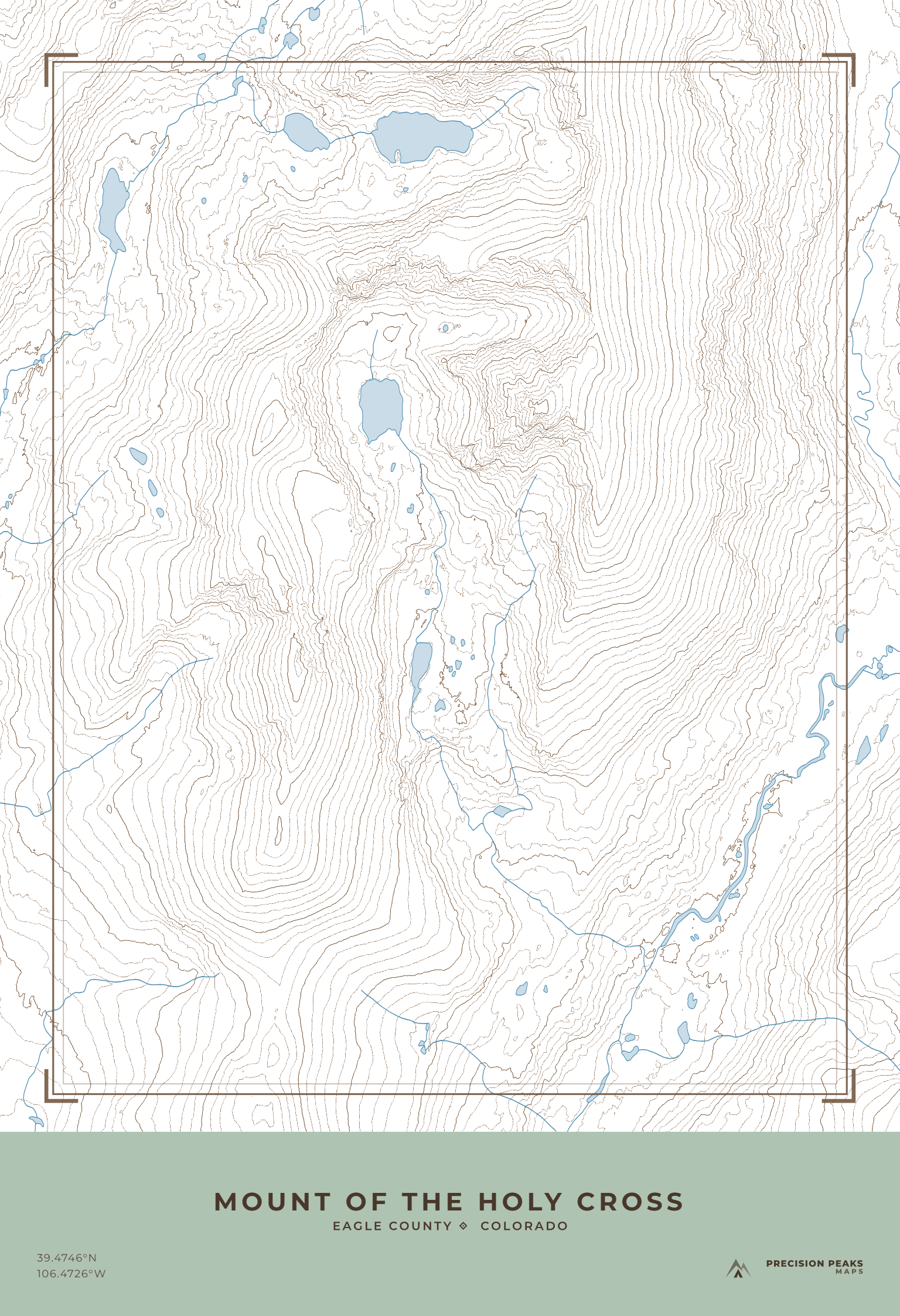 Mount of the Holy Cross topographic print in the Ranger Quadrangle color style