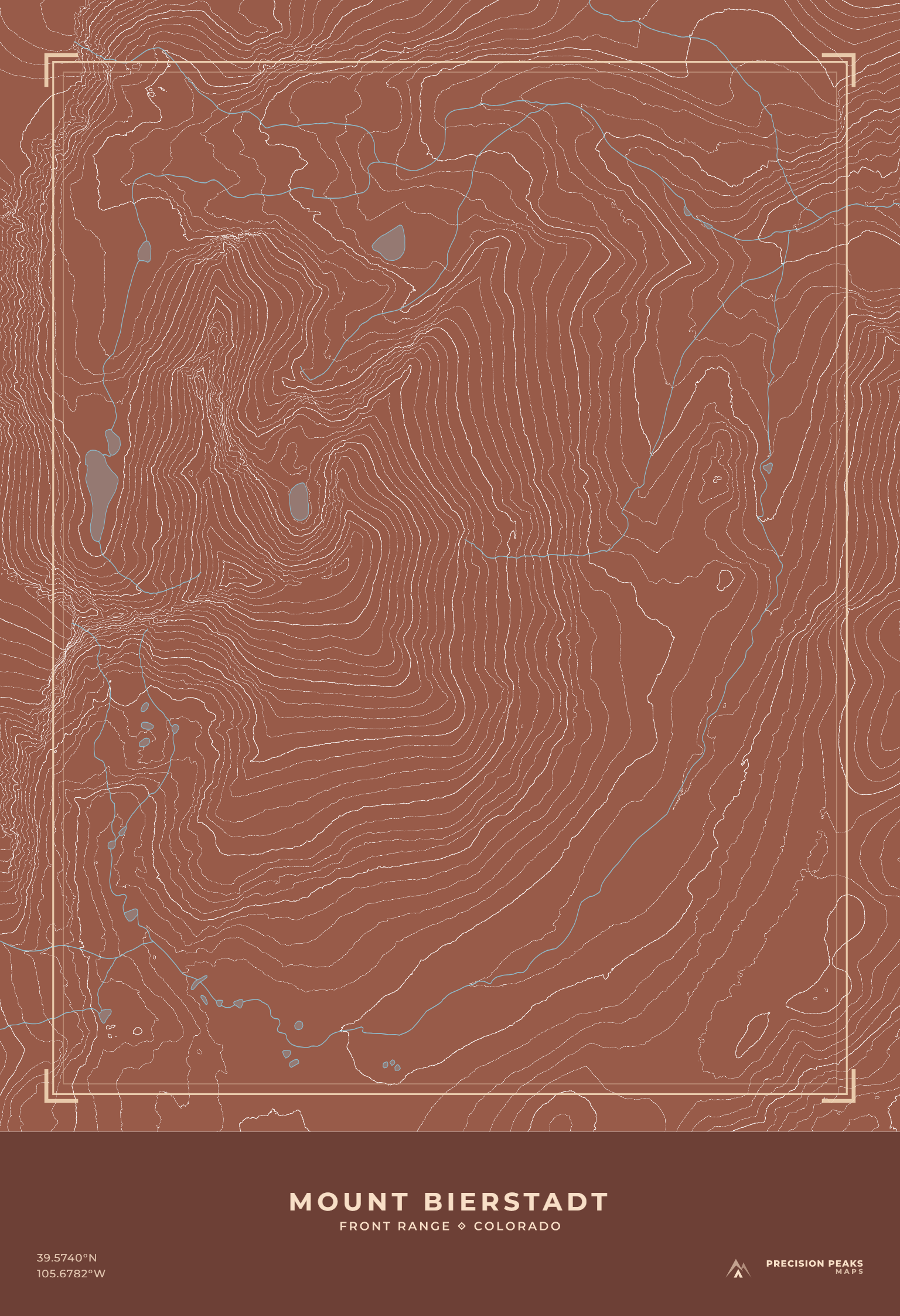Mount Bierstadt topographic print in the Canyon Clay color style