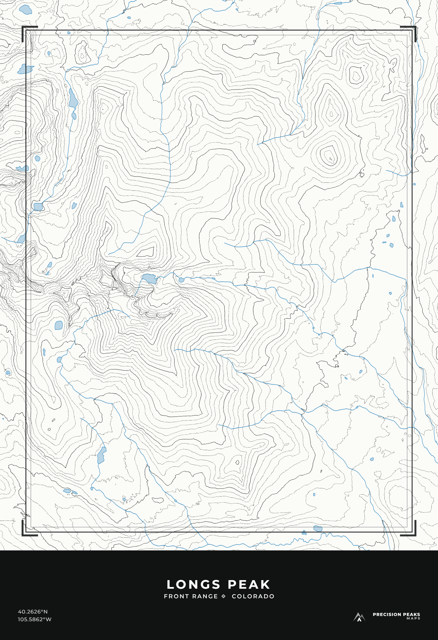 Longs Peak topographic print in the Arete color style