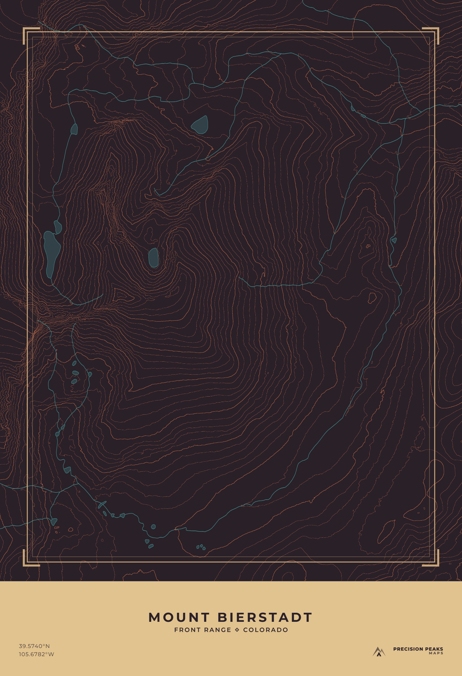 Mount Bierstadt topographic print in the High Desert Night color style