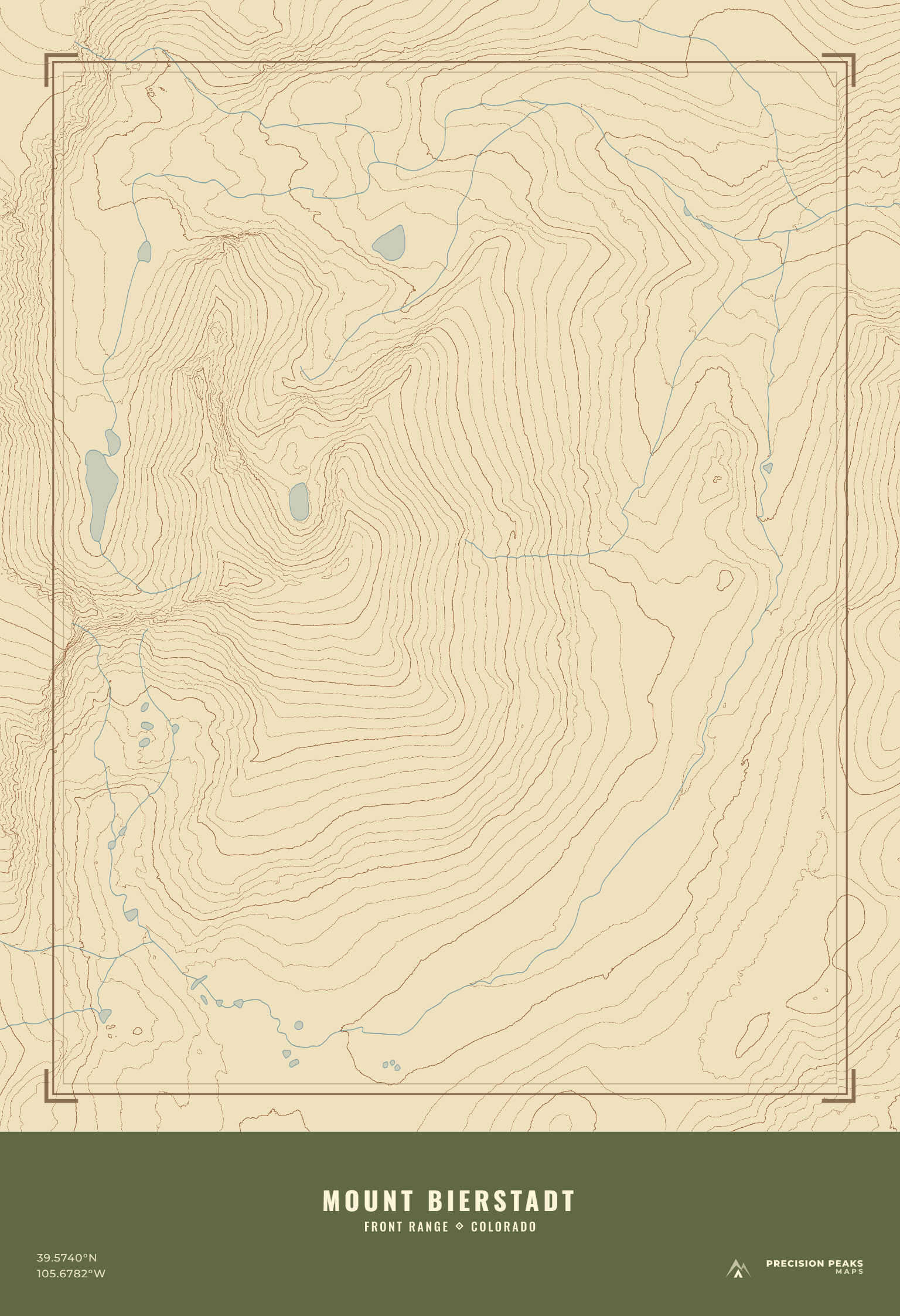 Mount Bierstadt topographic print in the WPA National Park color style