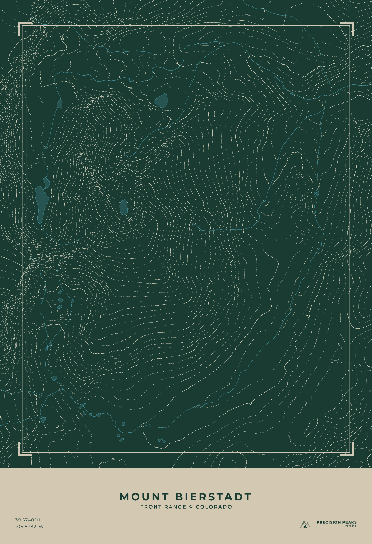 Mount Bierstadt topographic print in the Homestake Valley color style