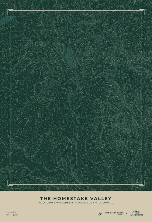 Homestake Valley topographic print in forest green