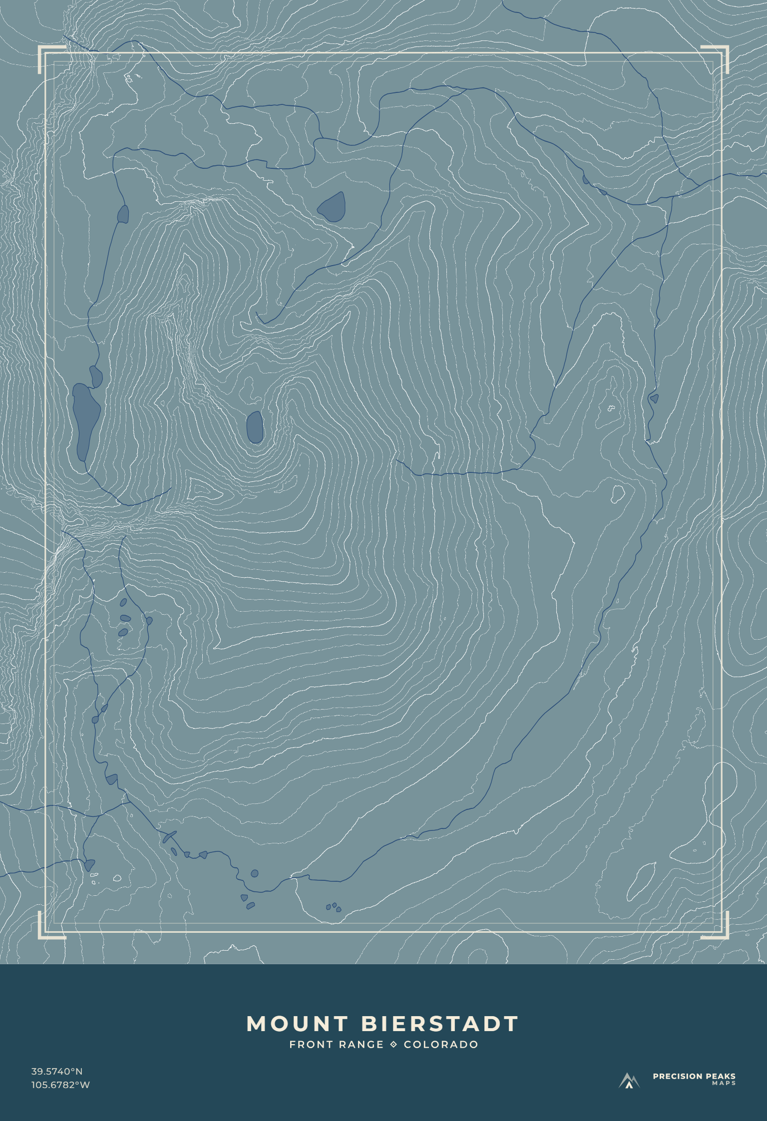 Mount Bierstadt topographic print in the Alpine Mist color style