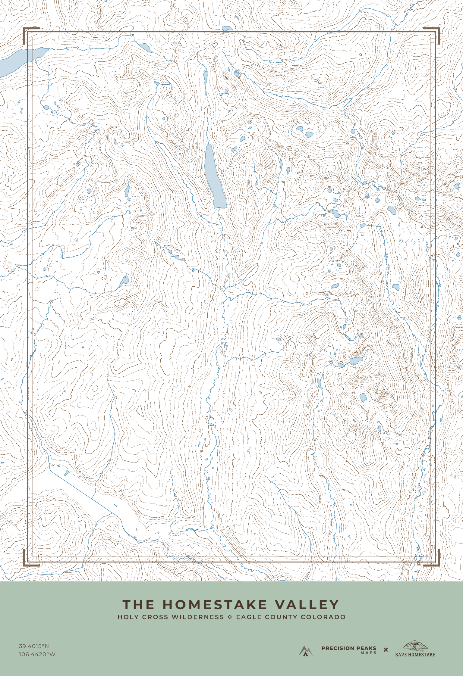 Homestake Valley topographic print in the Ranger Quadrangle color style
