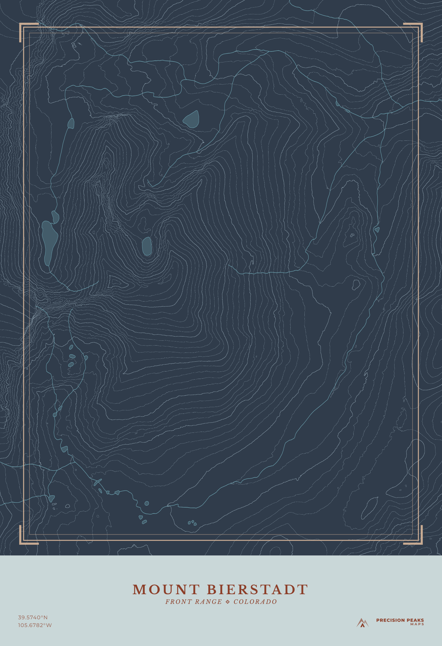 Mount Bierstadt topographic print in the Last Light color style