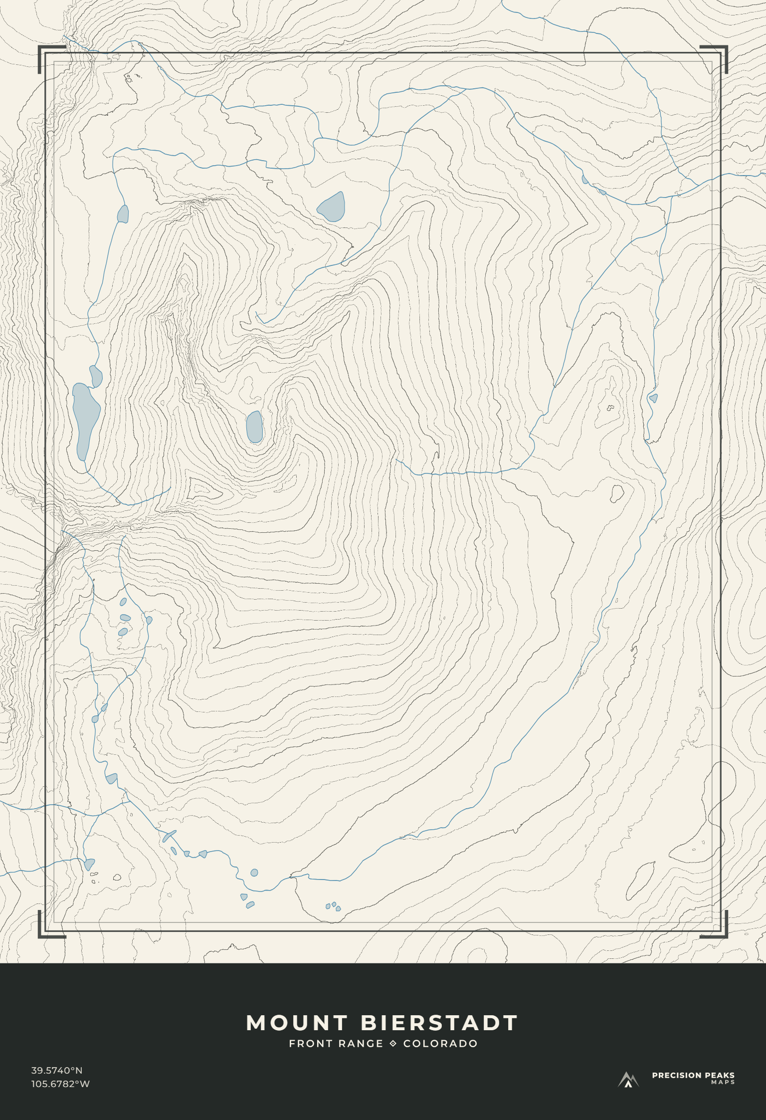 Mount Bierstadt topographic print in the Swiss Survey color style