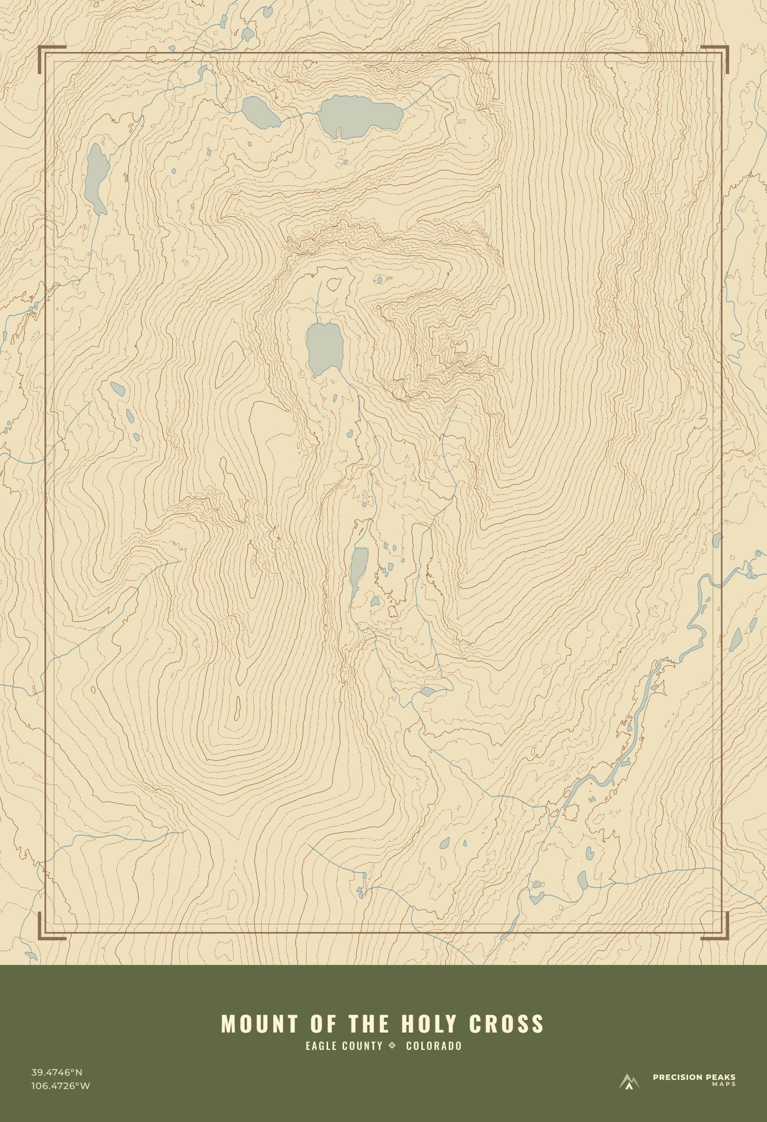 Mount of the Holy Cross topographic print in the WPA National Park color style