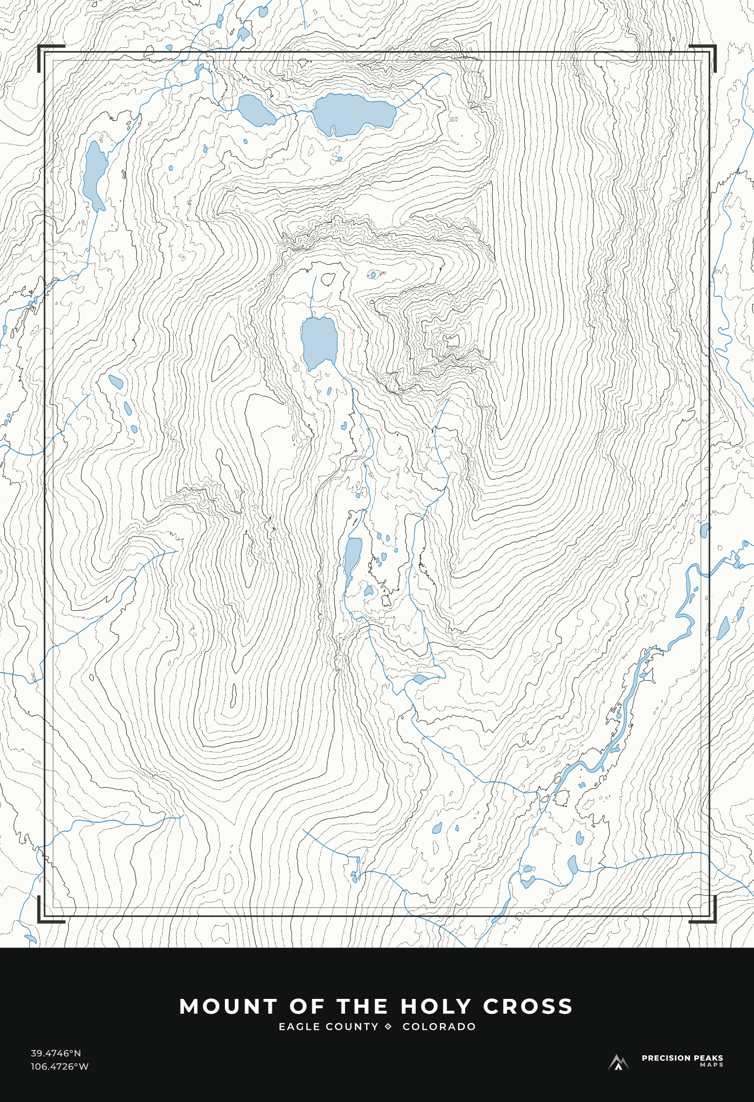 Mount of the Holy Cross topographic print in the Arete color style