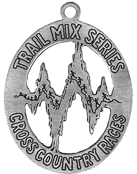 Trail Mix Series Cross Country Races charm featuring a design of runners along a winding trail