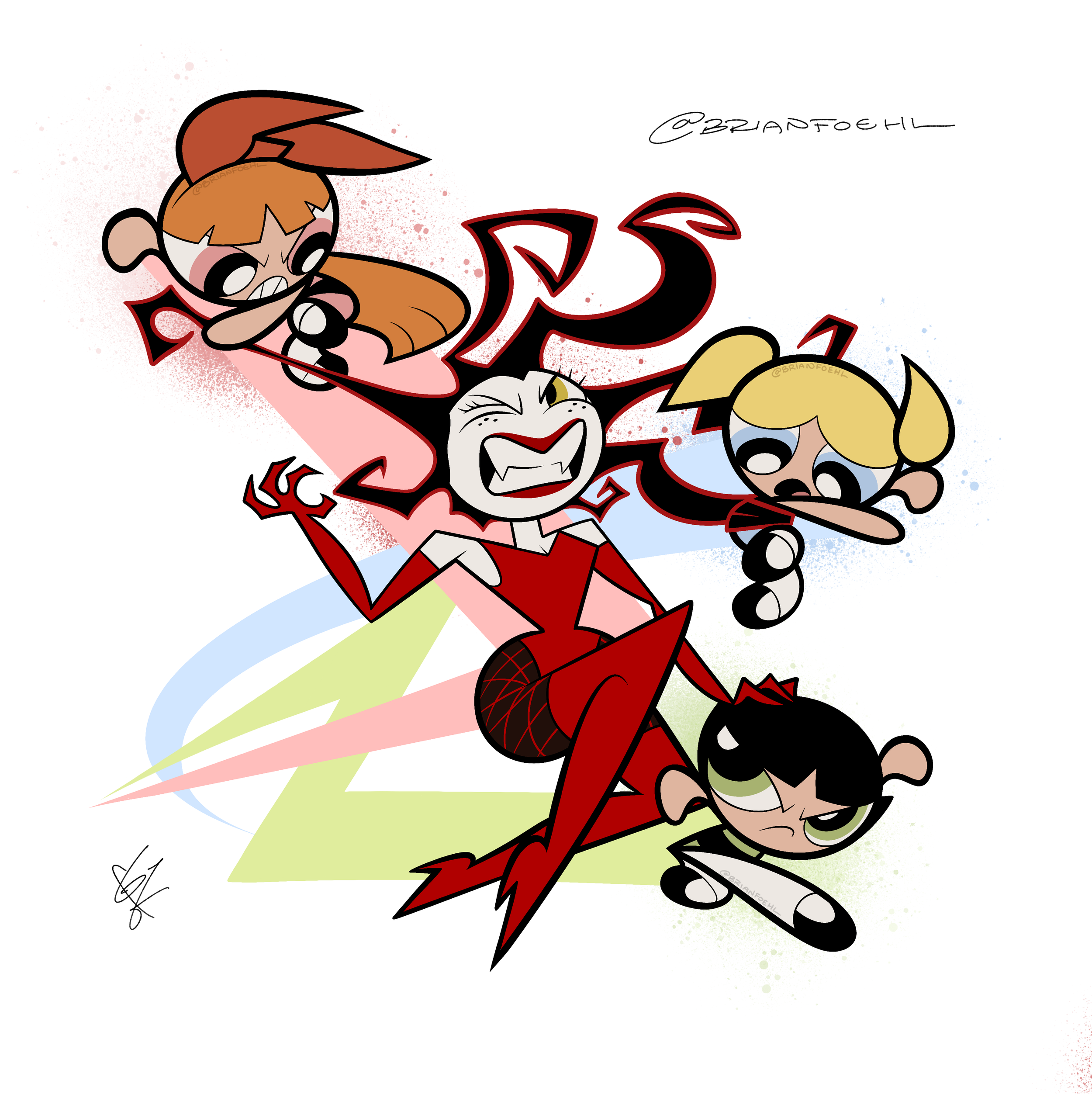 The Powerpuff Girls Fighting Medusa