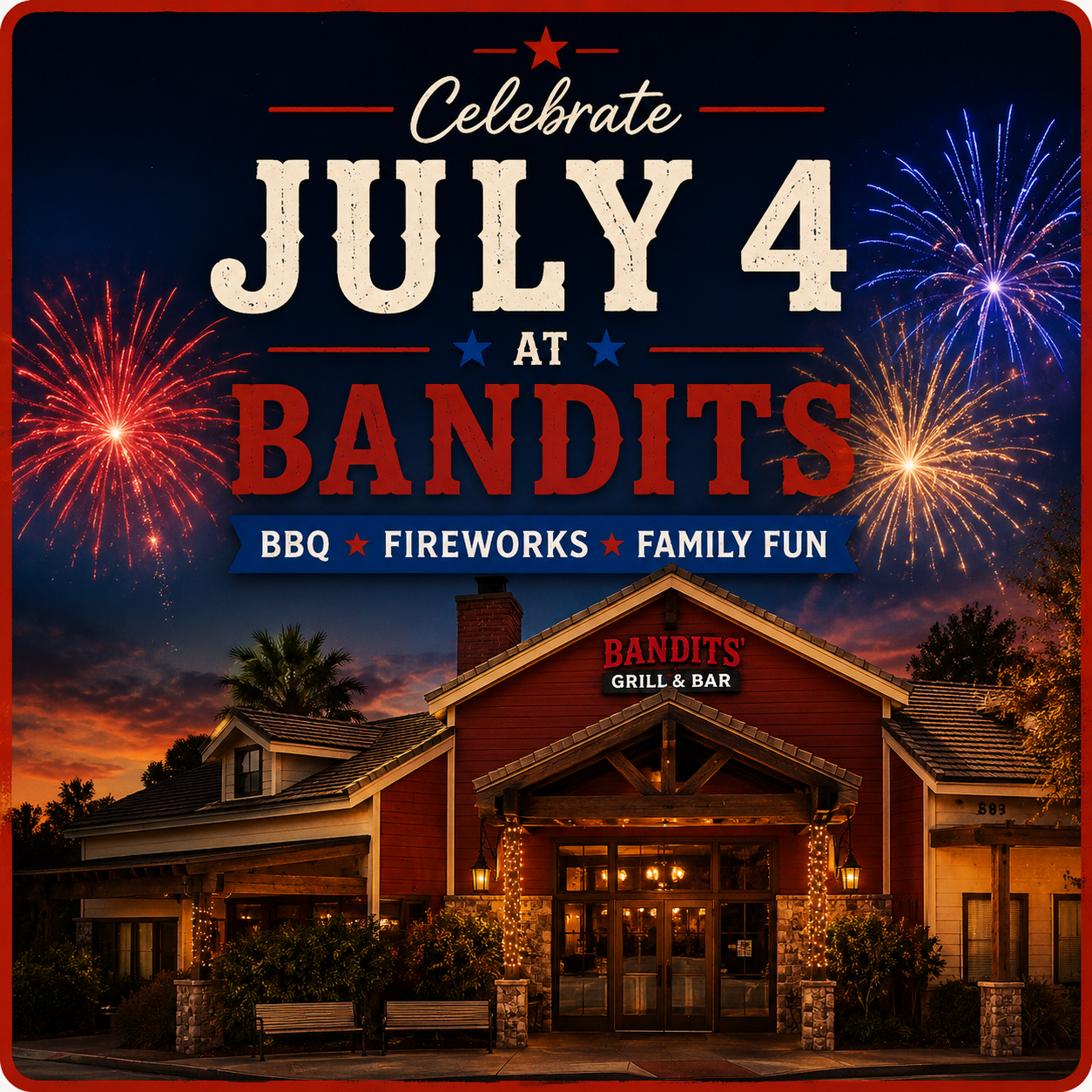 ADULT Ticket for Bandits July 4th BBQ & Fireworks Viewing Party