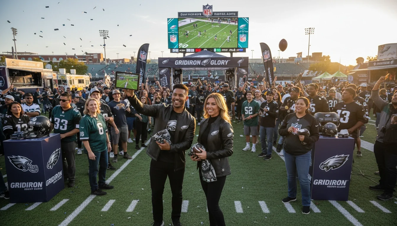 Brand ambassadors engaging NFL fans at a game day activation footprint
