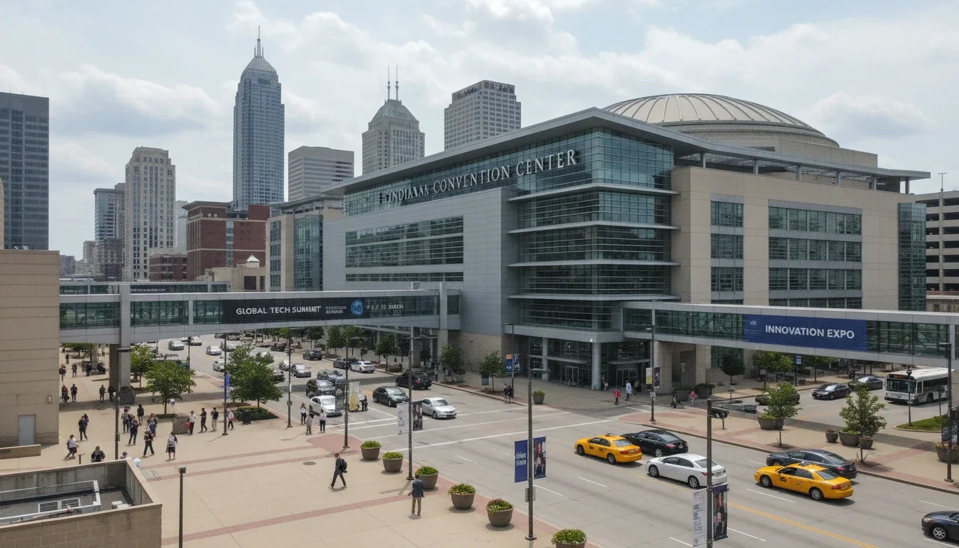 Downtown Indianapolis near the Indiana Convention Center — the hub of the city's trade show activity