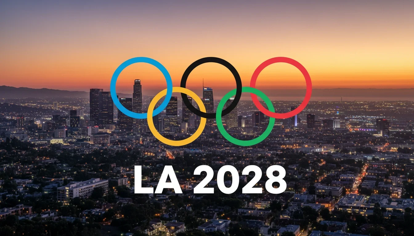 LA 2028 Olympics event staffing Los Angeles skyline