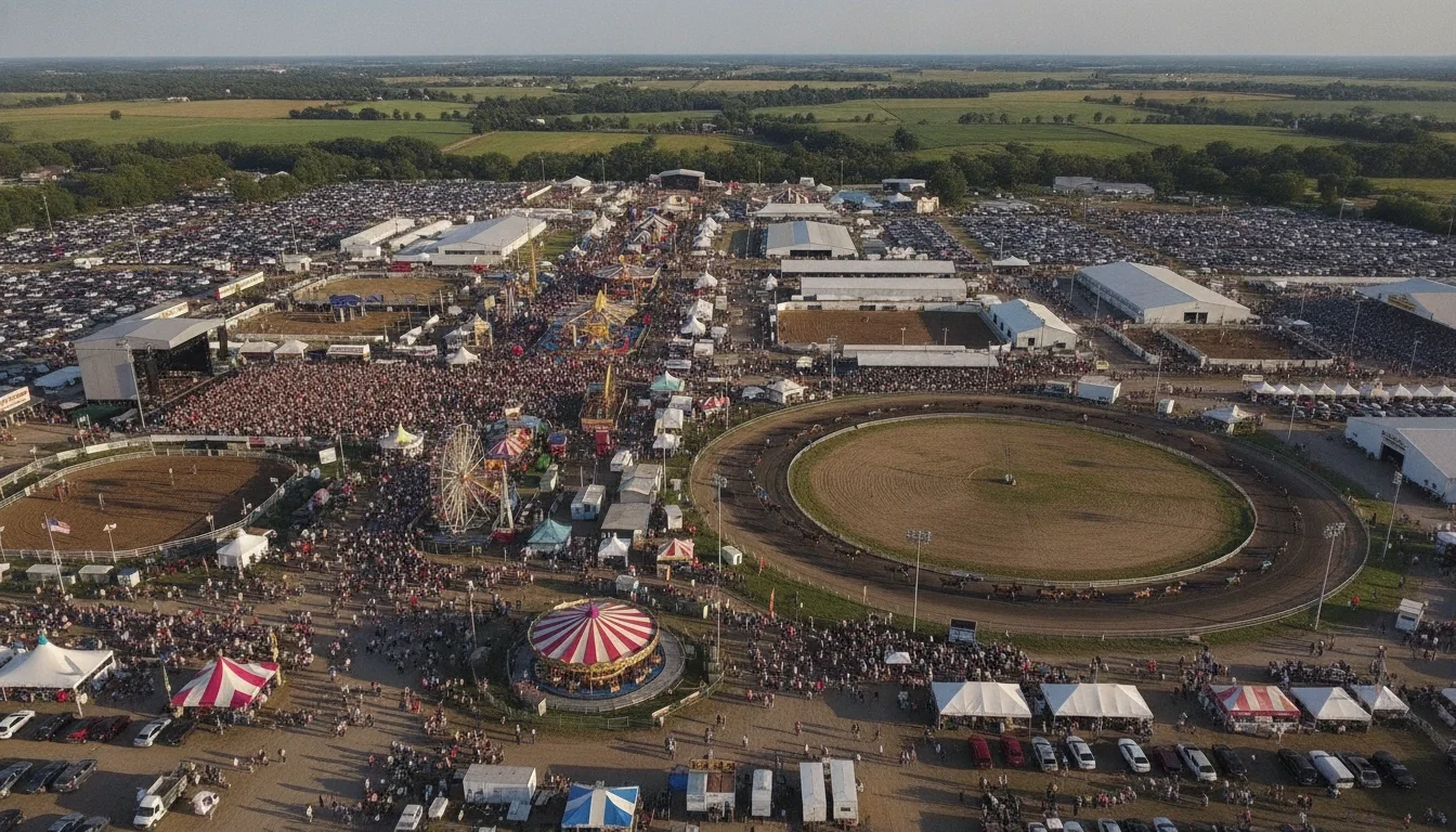 The Missouri State Fairgrounds in Sedalia spans nearly 400 acres and welcomes over 350,000 visitors each August