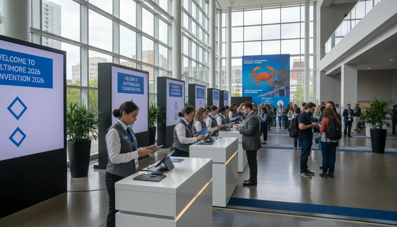 Event staff at registration desk Baltimore convention corporate event