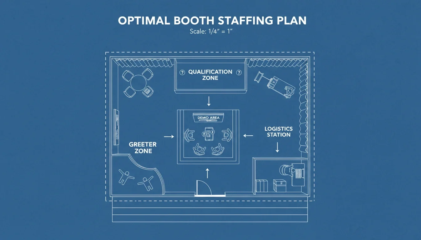 trade show booth staffing layout diagram Google Cloud Next exhibit floor plan