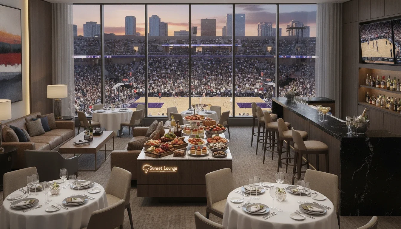 Premium suite level hospitality setup at a downtown Phoenix arena event