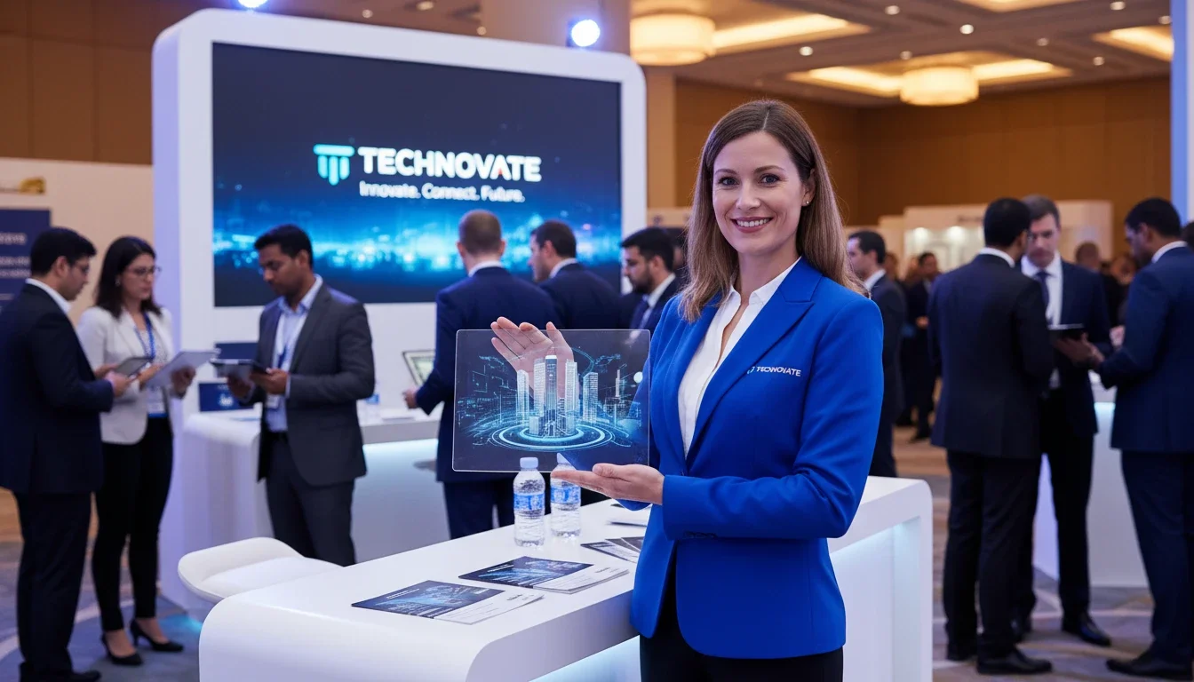A professional brand ambassador representing a brand at a corporate activation event