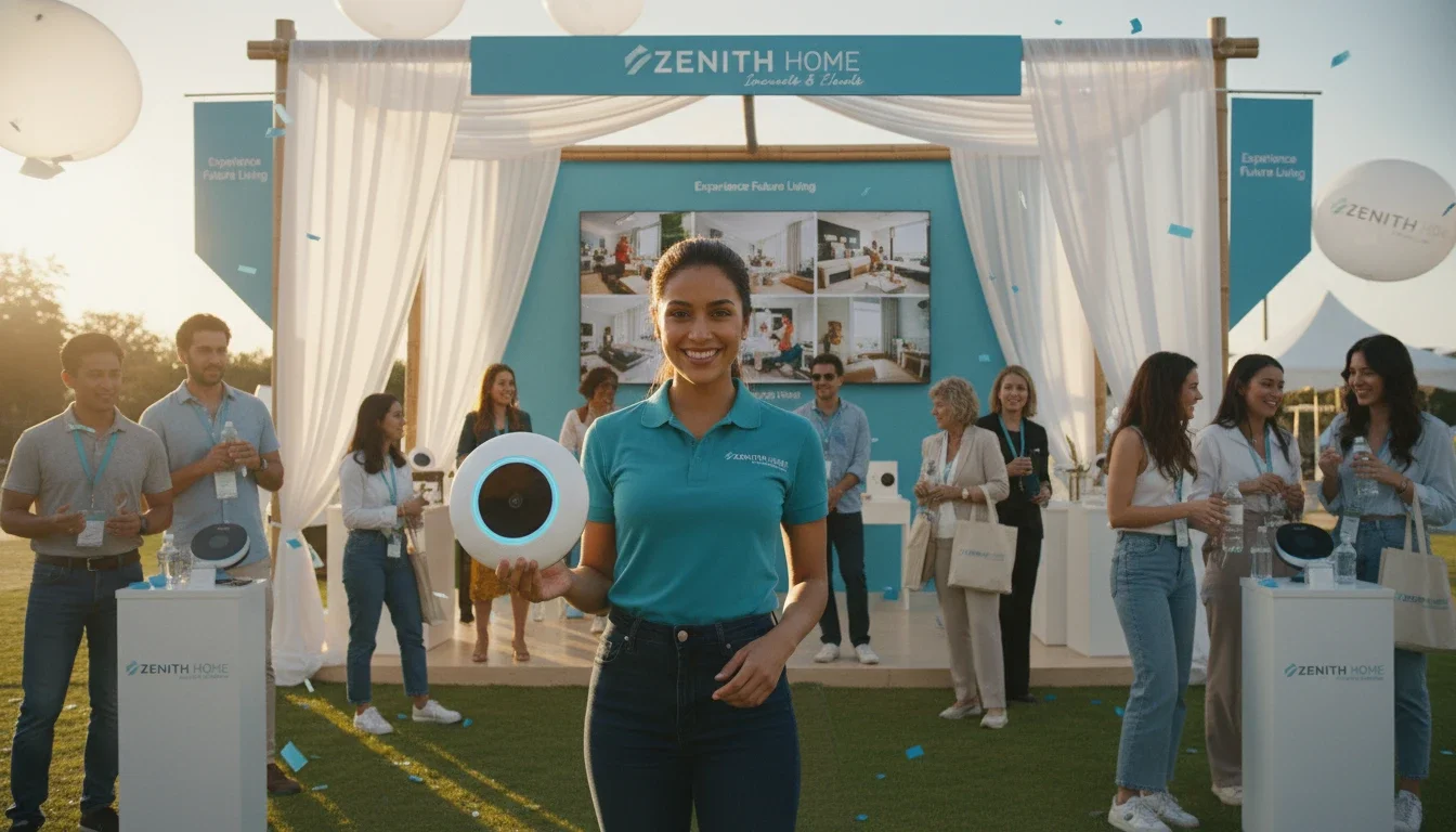 Smiling brand ambassador representing a consumer brand at an event activation