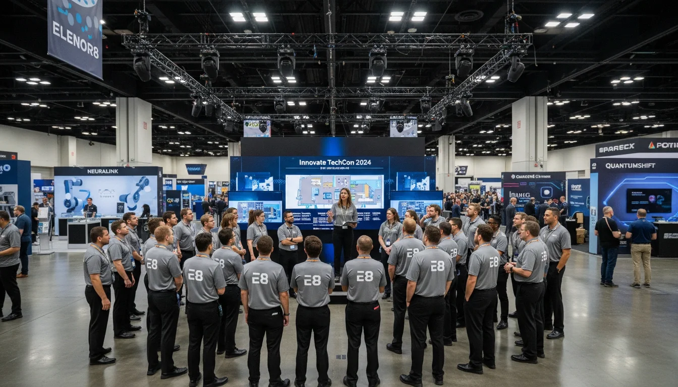 Eleven8 event staff team briefed and deployed at a large tech convention