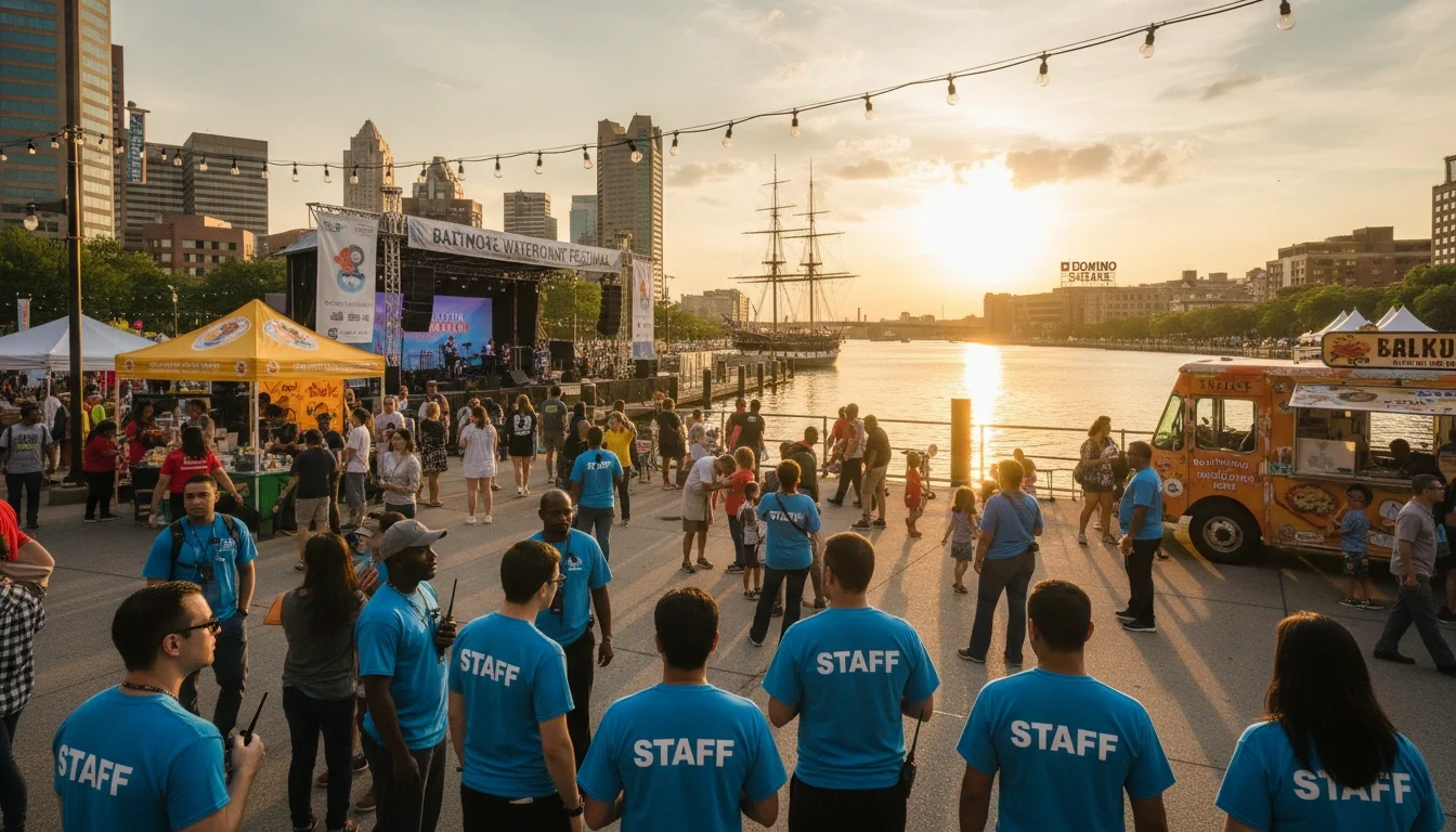 event staff working Baltimore festival Inner Harbor