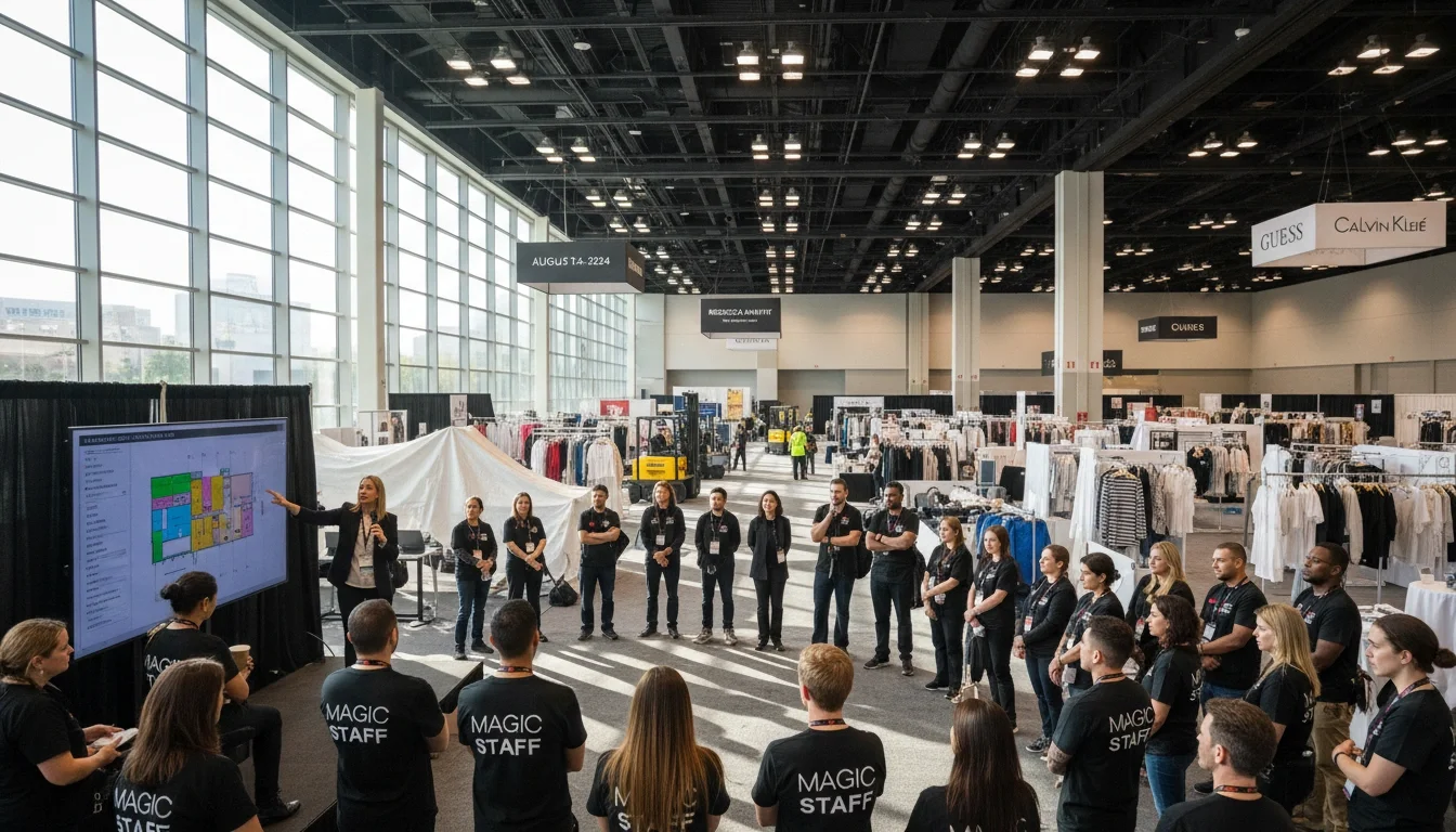 Event staff team briefing session before the MAGIC Las Vegas show floor opens