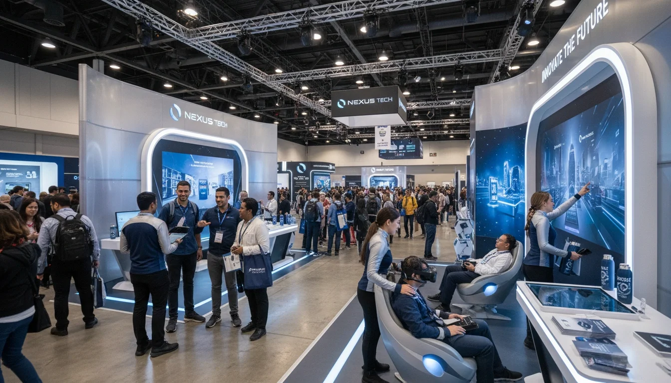 Brand ambassadors engaging convention attendees at a large indoor activation