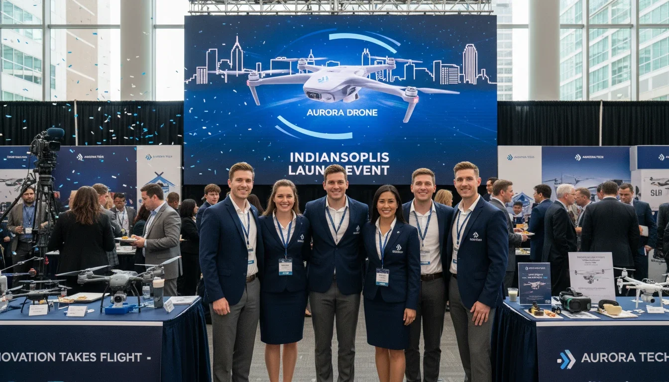 Brand ambassadors in branded uniforms at a product launch event in Indianapolis