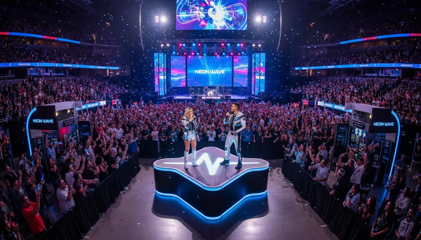 Brand ambassadors engaging fans during a live activation at a major Las Vegas arena