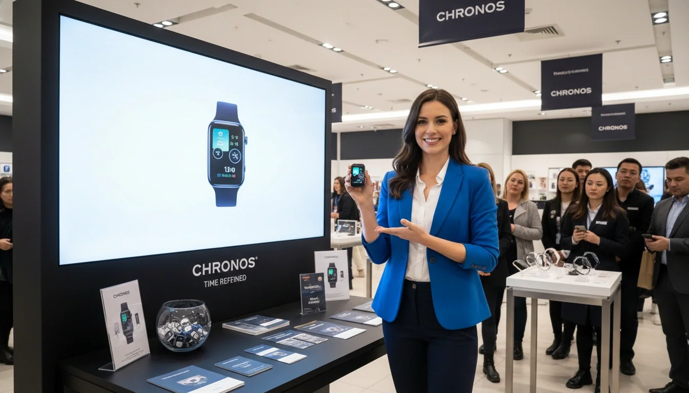brand ambassador at retail event demonstrating product knowledge and professionalism