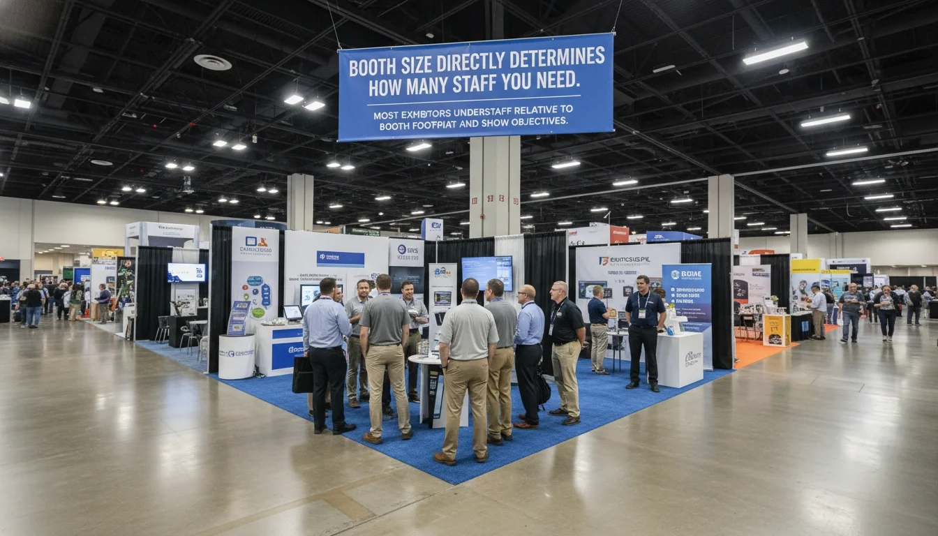 trade show booth staff positioning by booth size at a convention