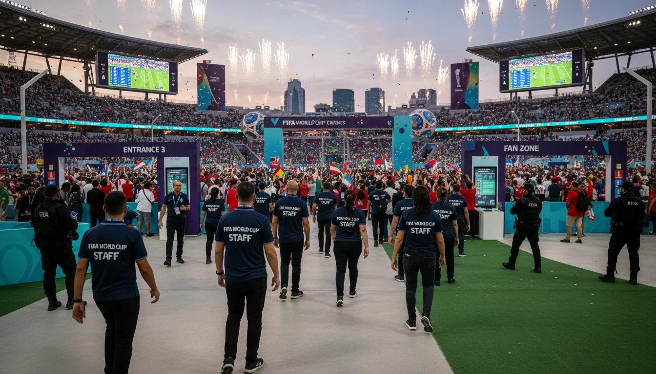 professional event staff managing crowds at a large Los Angeles sporting event