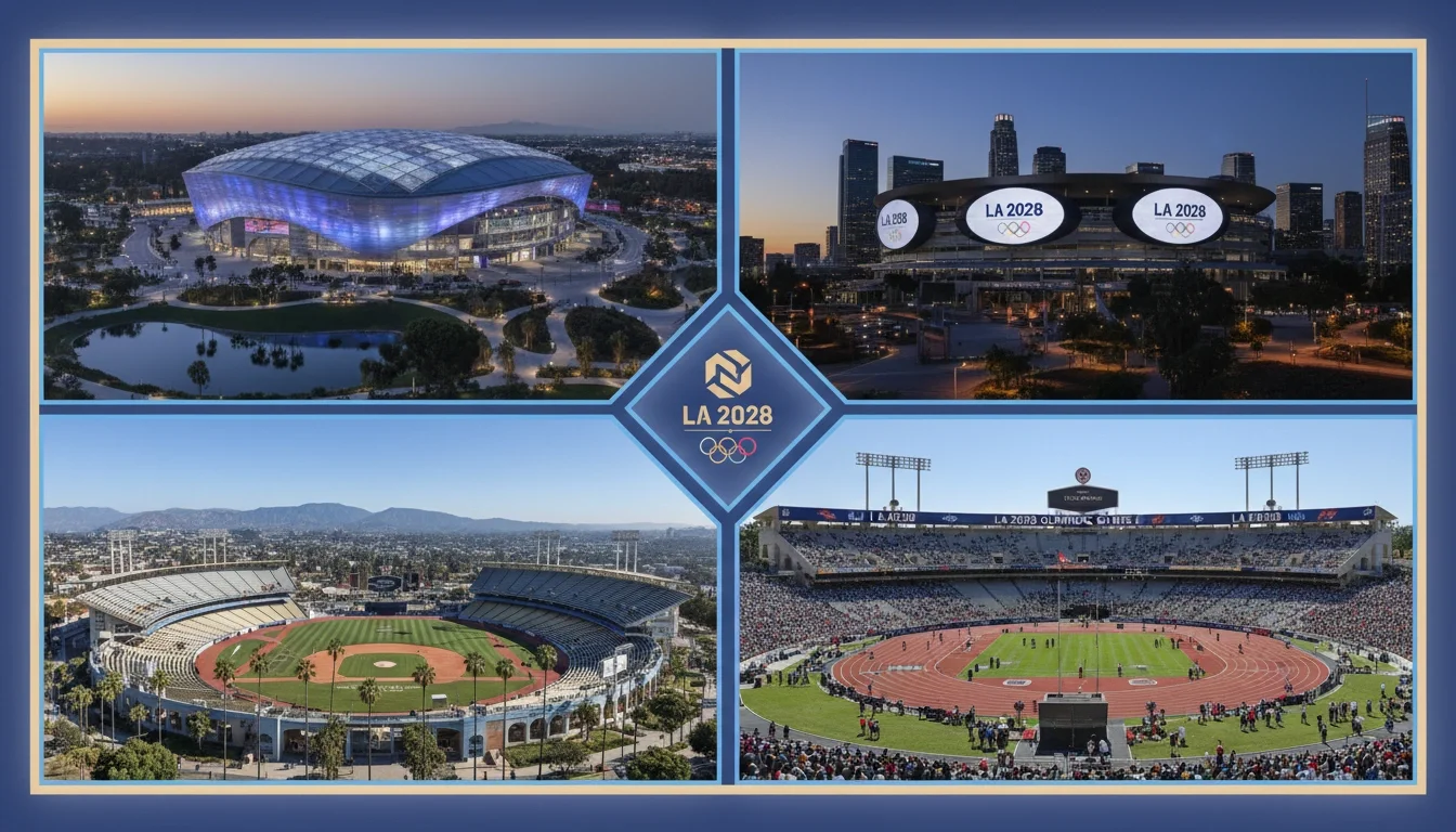 LA 2028 Olympics venues SoFi Stadium Dodger Stadium Crypto.com Arena
