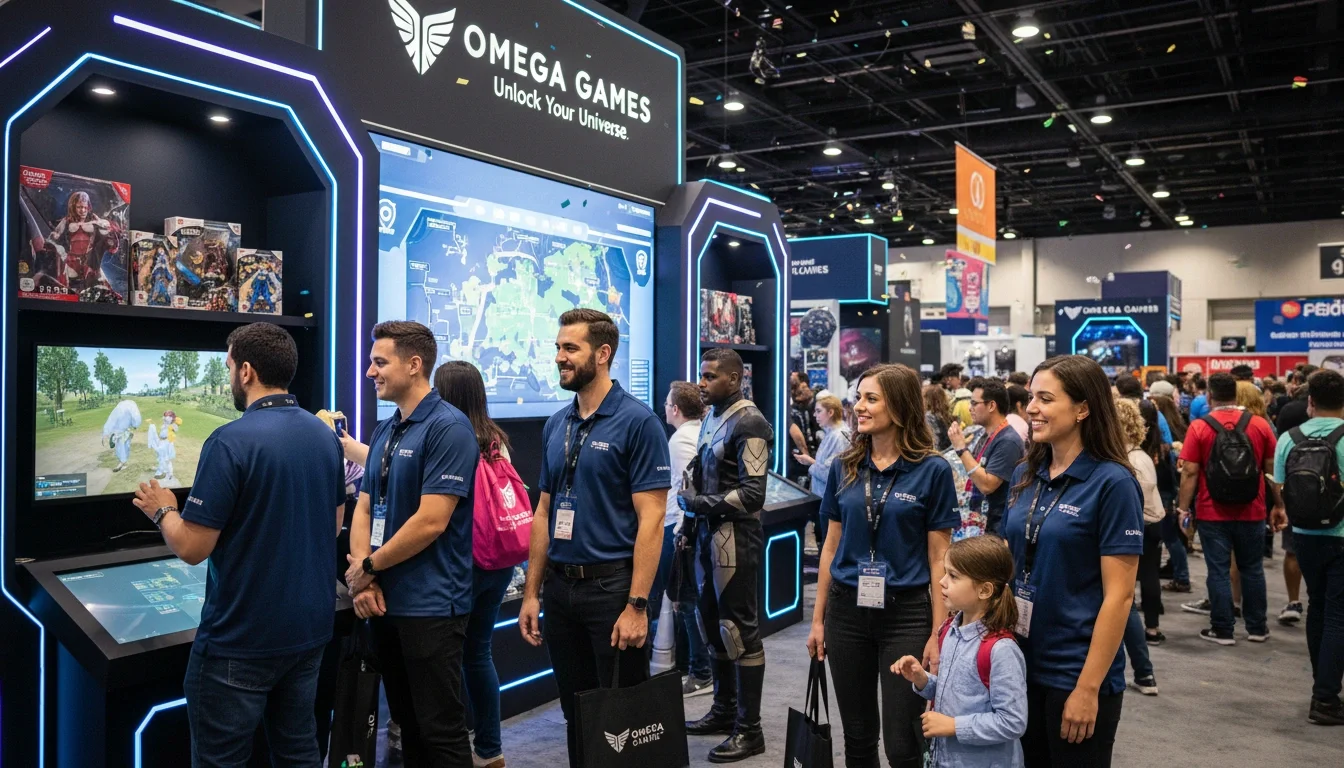 Professional convention staff representing a brand at a fan convention booth