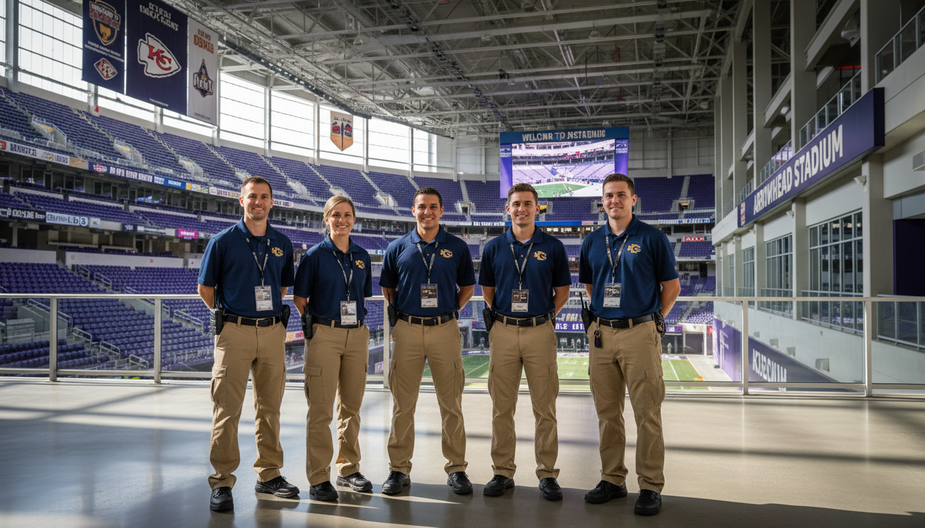 Event staff in uniform ready for shift at Kansas City venue