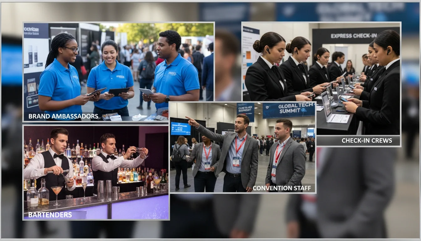 event staffing agency Arlington TX — types of professional event staff