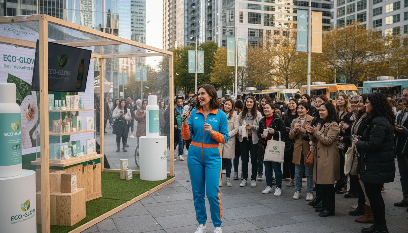 brand ambassador working on a brand tour at city outdoor activation