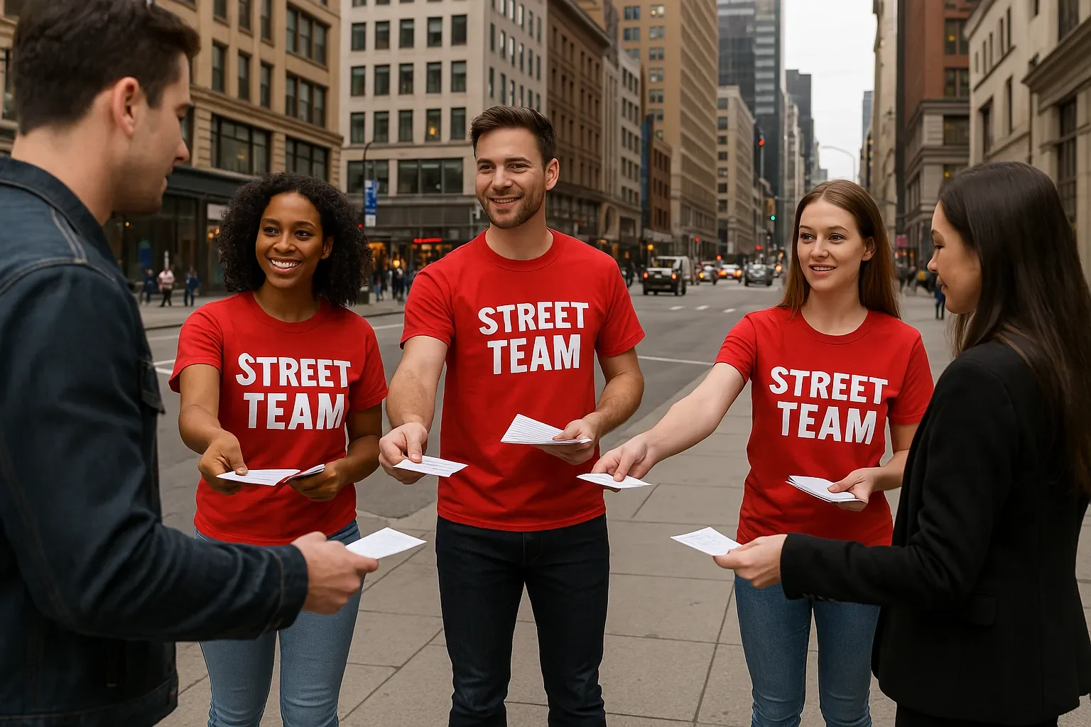 street team handing out flyers