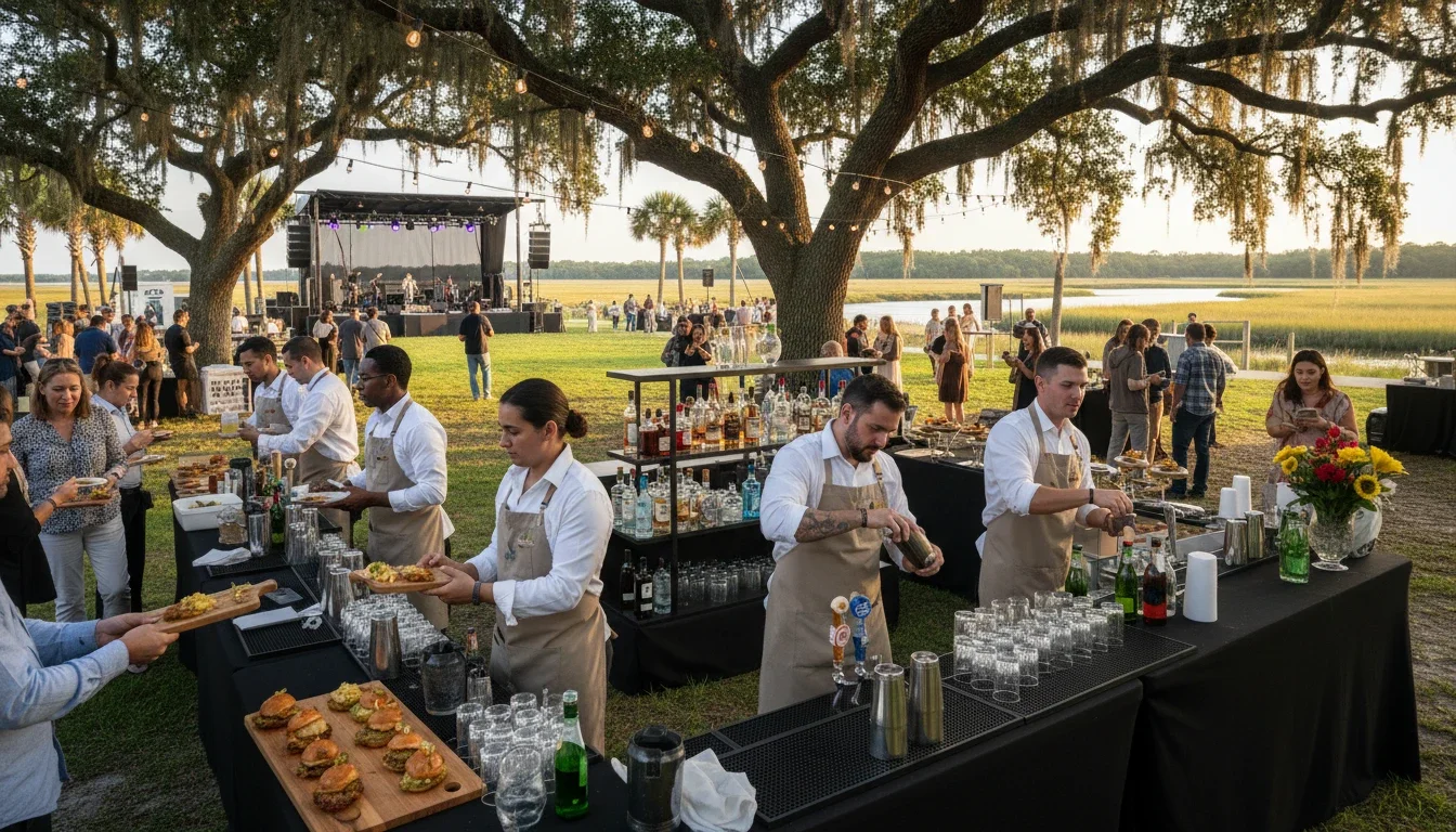 professional event bartenders working at Charleston Lowcountry Oyster Festival