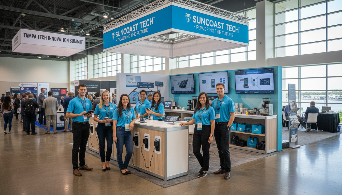 Brand ambassador team at a Tampa Convention Center trade show booth