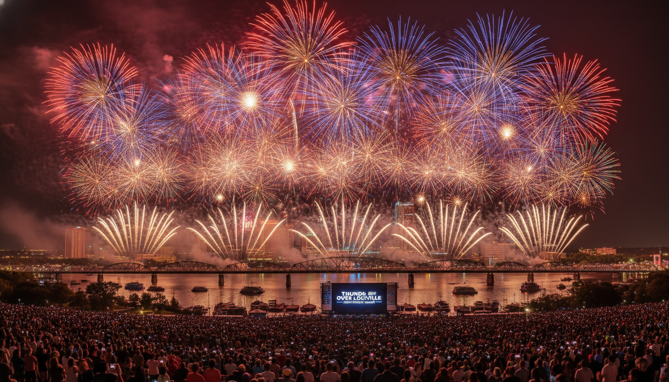 Louisville's waterfront during Thunder Over Louisville — the kickoff event of Derby Festival season and one of the largest staffing events in the city